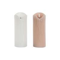 Kaars LED DKD Home Decor Wit Licht Roze 7.5 x 7.5 x 20 cm 7,5 x 7,5 x 20 cm (AA) (2 Stuks)
