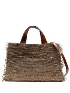 IBELIV Onja woven fringed tote bag - Marron