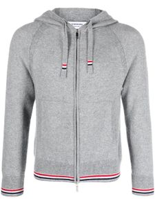 Thom Browne hoodie zippé en cachemire - Gris