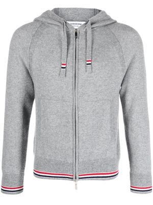 Thom Browne hoodie zippé en cachemire - Gris