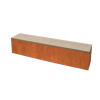 Modena Rechthoekige cortenstaal zitbank met Padouk hout L200 x B40 x H42 cm - Geroba