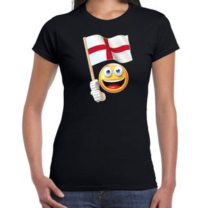 Engeland supporter / fan emoticon t-shirt zwart voor dames