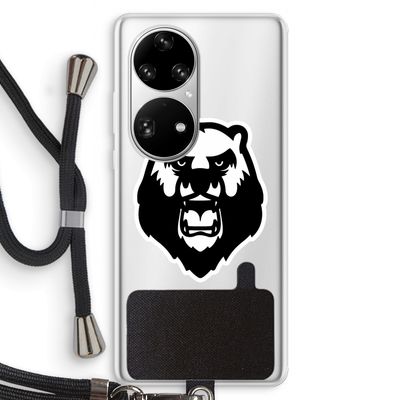 Angry Bear (white): Huawei P50 Pro Transparant Hoesje met koord