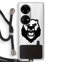 Angry Bear (white): Huawei P50 Pro Transparant Hoesje met koord