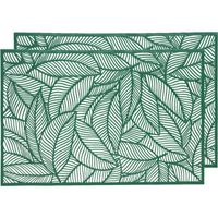 2x Placemat/onderzetter groen 30 x 45 cm bladeren motief - Placemats - thumbnail