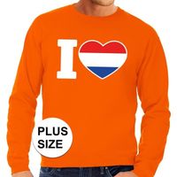 Oranje I Love Holland grote maten sweater / trui heren - thumbnail