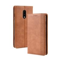 Magnetische Buckle retro Crazy Horse textuur horizontale Flip lederen case voor OnePlus 7 met houder & kaartsleuven & fotolijstjes (bruin)