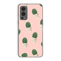 Cactusprint roze: OnePlus Nord 2 5G Transparant Hoesje