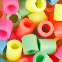 NABBI Strijkkralen, afm 10x10 mm, gatgrootte 5,5 mm, jumbo, pastelkleuren, 550 div/ 1 doos