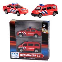 Nederlandse brandweer speelgoed modelauto set 2-dlg