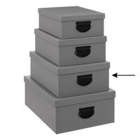 5Five Opbergdoos/box - donkergrijs - L35 x B26 x H14 cm - Stevig karton - Industrialbox - Opbergbox
