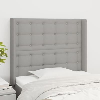 Hoofdbord met randen 103x16x118/128 cm stof lichtgrijs