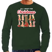 Foute kersttrui/sweater voor heren - All I want for Christmas - piemels - groen