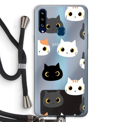 Katten: Samsung Galaxy A20s Transparant Hoesje met koord
