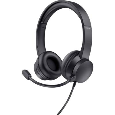 Trust HS-150 ANALOGUE PC HEADSET On Ear headset Computer Kabel Zwart