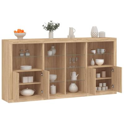 Dressoir met LED-verlichting 202x37x100 cm sonoma eikenkleurig