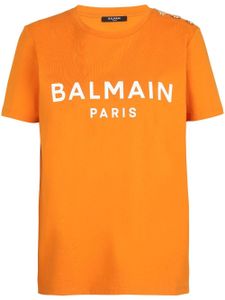 Balmain t-shirt en coton biologique à logo imprimé - Orange