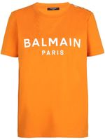 Balmain t-shirt en coton biologique à logo imprimé - Orange