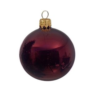 6x Glazen kerstballen glans donkerrood 6 cm kerstboom versiering/decoratie   -