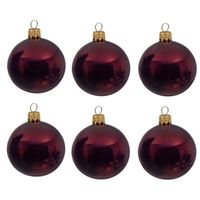 6x Glazen kerstballen glans donkerrood 6 cm kerstboom versiering/decoratie   - - thumbnail