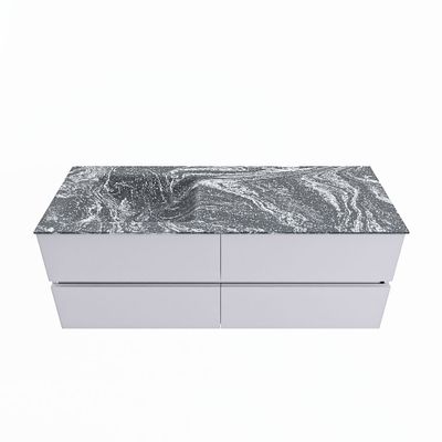 MONDIAZ VICA-DLUX 130cm badmeubel onderkast Cale 4 lades. Inbouw wastafel CLOUD links 1 kraangat, kleur Lava.