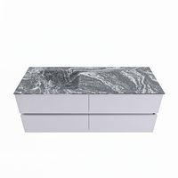 MONDIAZ VICA-DLUX 130cm badmeubel onderkast Cale 4 lades. Inbouw wastafel CLOUD links 1 kraangat, kleur Lava.