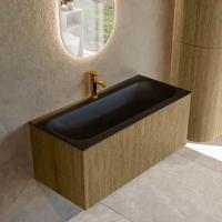 Badmeubel Mondiaz Kurve | 100 cm cm | Meubelkleur Dusk | Wastafelkleur Urban | Solid surface | Wasbak midden spoelbak | 1 kraangat