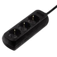 Hama 3-Way Power Strip With Child Safety Feature 3 M Black - thumbnail