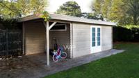 Woodpro Vianen Tuinhuis 600x300 cm 28 mm vuren blank- Plat dak- Onbehandeld vurenhout- Woodpro