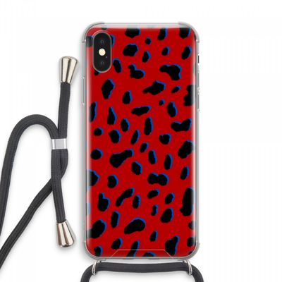 Red Leopard: iPhone XS Max Transparant Hoesje met koord