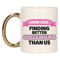 Cadeau koffie/thee mok voor collega - gouden oor - afscheid - keramiek - 300 ml
