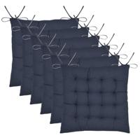 Stof Textile stoelkussen Coline - 6x - donkerblauw - 38 x 38 x 4 cm - touwtjes sluiting Stof Textile stoelkussen Coline - 6x - donkerblauw - 38 x 38 x 4 cm - touwtjes sluiting