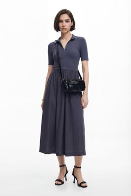 Hybride midi-jurk - BLACK - XS