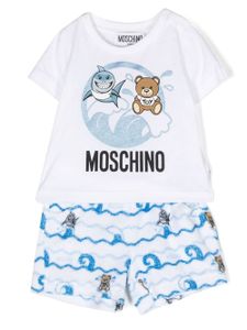 Moschino Kids short Teddy Bear en coton - Blanc