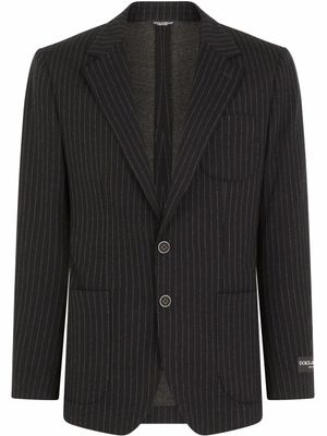 Dolce & Gabbana blazer boutonné à fines rayures - Noir