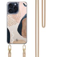 iPhone 15 Pro Max hoesje met beige koord - Abstract dots iPhone 15 Pro Max hoesje met beige koord - Abstract dots