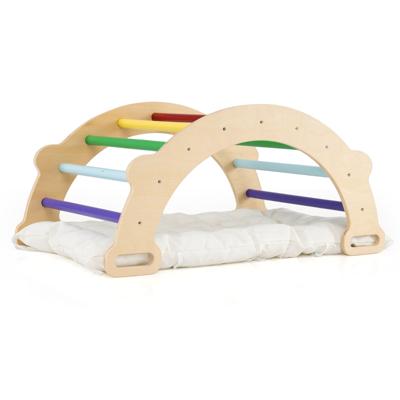 3-in-1 Montessori Klimboog met Kussens Klimdriehoek om te Schommelen en Klimmen Houten Klimladder Klimrek