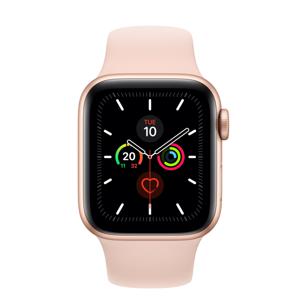 Refurbished Apple Watch Series 5 Aluminum 44mm Rosegoud met Pink Sportband Zichtbaar gebruikt