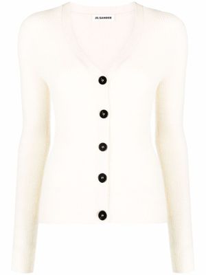 Jil Sander cardigan boutonné en maille - Blanc