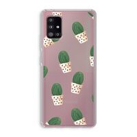 Cactusprint roze: Samsung Galaxy A51 5G Transparant Hoesje