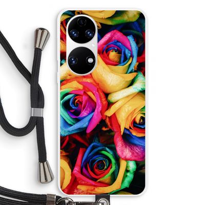 Neon bloemen: Huawei P50 Transparant Hoesje met koord