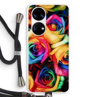 Neon bloemen: Huawei P50 Transparant Hoesje met koord