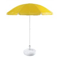 Gele strand/tuin basic parasol van nylon 200 cm + parasolvoet wit