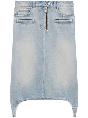 Courrèges jupe en jean à coupe mi-longue - Bleu