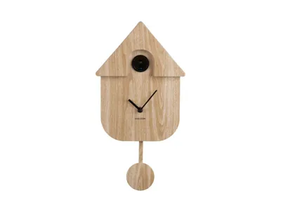 Wall clock Modern Cuckoo light wood print