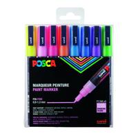 Paintmarker Uni POSCA PC3M fijn glitter pastel assorti set a 8 stuks