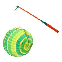 Lampionstokje 40 cm - met lampion - lime groen - D25 cm - thumbnail