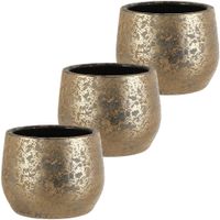 Set van 3x stuks bloempotten keramiek voor kamerplant goud 15.5 x 19.5 cm