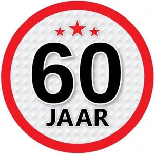 10x 60 Jaar leeftijd stickers rond verjaardag versiering - Feeststickers