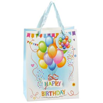 Cepewa verjaardag giftbags/cadeau tasjes - blauw - happy birthday - ballonnen - 17 x 23 x 9 cm